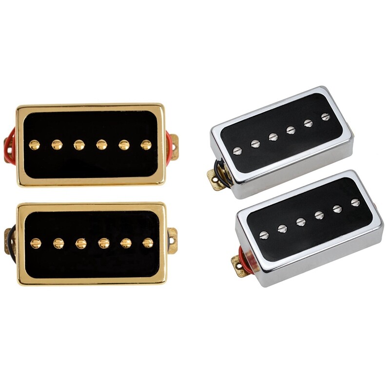 2 Set Electric Guitar LP Pickups Pickup Bridge Neck Set Guitar Parts Accessories, Golden & Silver-Black