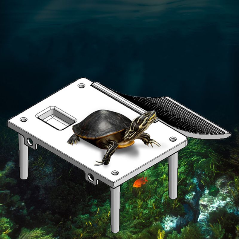 Plastic Turtle Basking Platform Reptile Ramp Ladder Resting Terrace with 2PCS Suction Cups for Frogs