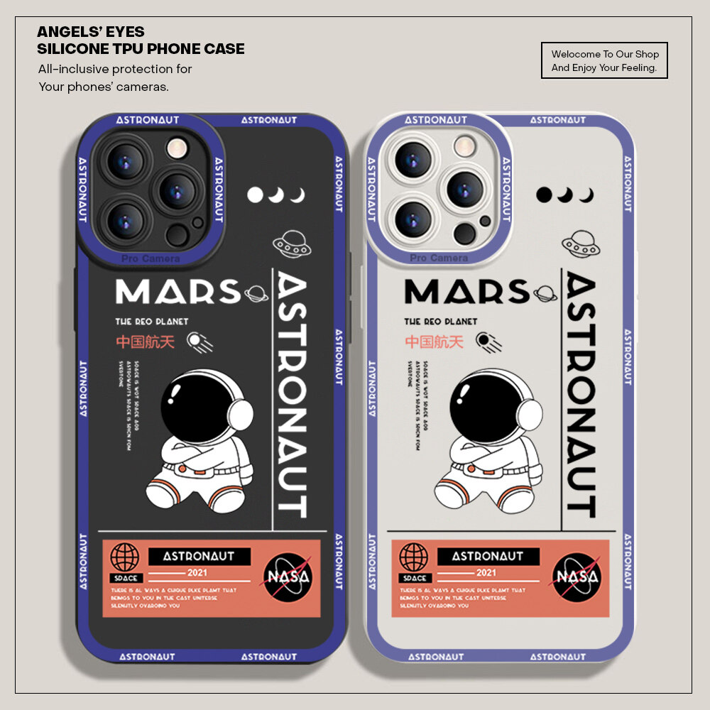 Hontinga Casing Case For Xiaomi Redmi Note 9 Pro Note 9S Case Cartoon Cute NASA Soft Silicone Full Cover Camera Protection Shockproof Rubber Cases Back Cover Phone Casing Softcase For Boys Girls