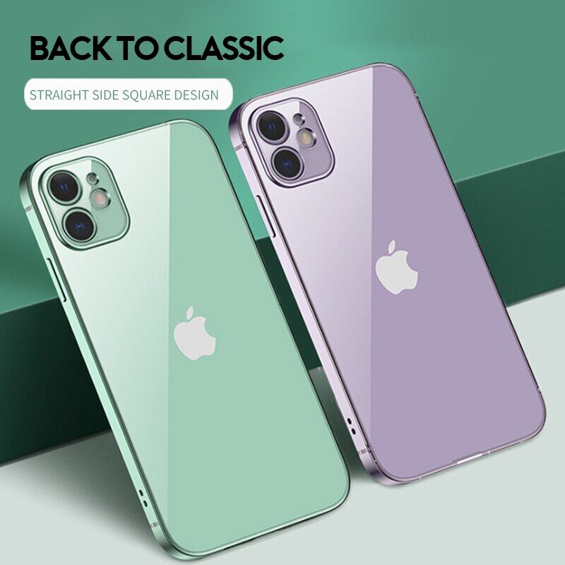 KEYSION Luxury Square frame Plating Case For iPhone 11 Pro Max Soft Slim Clear Camere Protection Phone Cover for iPhone SE 2020 X XS Max