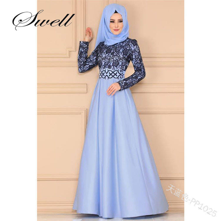 Muslimah Moden lace O Neck Long Sleeve 