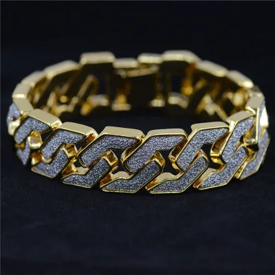 Men Luxury Jewelry Chain Accessories Hip Hop Bling Cuban Bracelet Super-Wide Bracelet