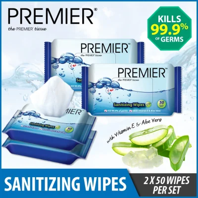 Premier Sanitizing Wipes Tissue 50's x 2 Pack Ready Stock !!