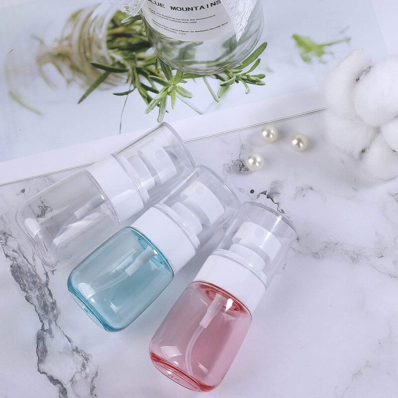 【ZNBY】Fine Mist Spray Bottle Refillable Travel Clear Container, Plastic Empty Makeup Water Bottles Sprayer with Air Press Pump 30ml for Toiletry Cosmetic Skincare Cleaning