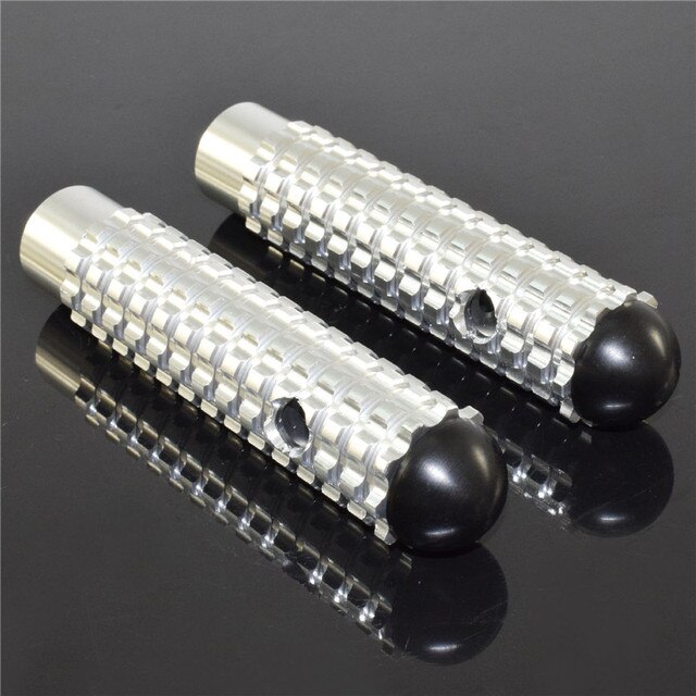 Universal CNC Aluminum Footpegs - Silver Billet Footrests For Kawasaki, BMW, Suzuki, Honda Motorcycles 4 thumbnail image