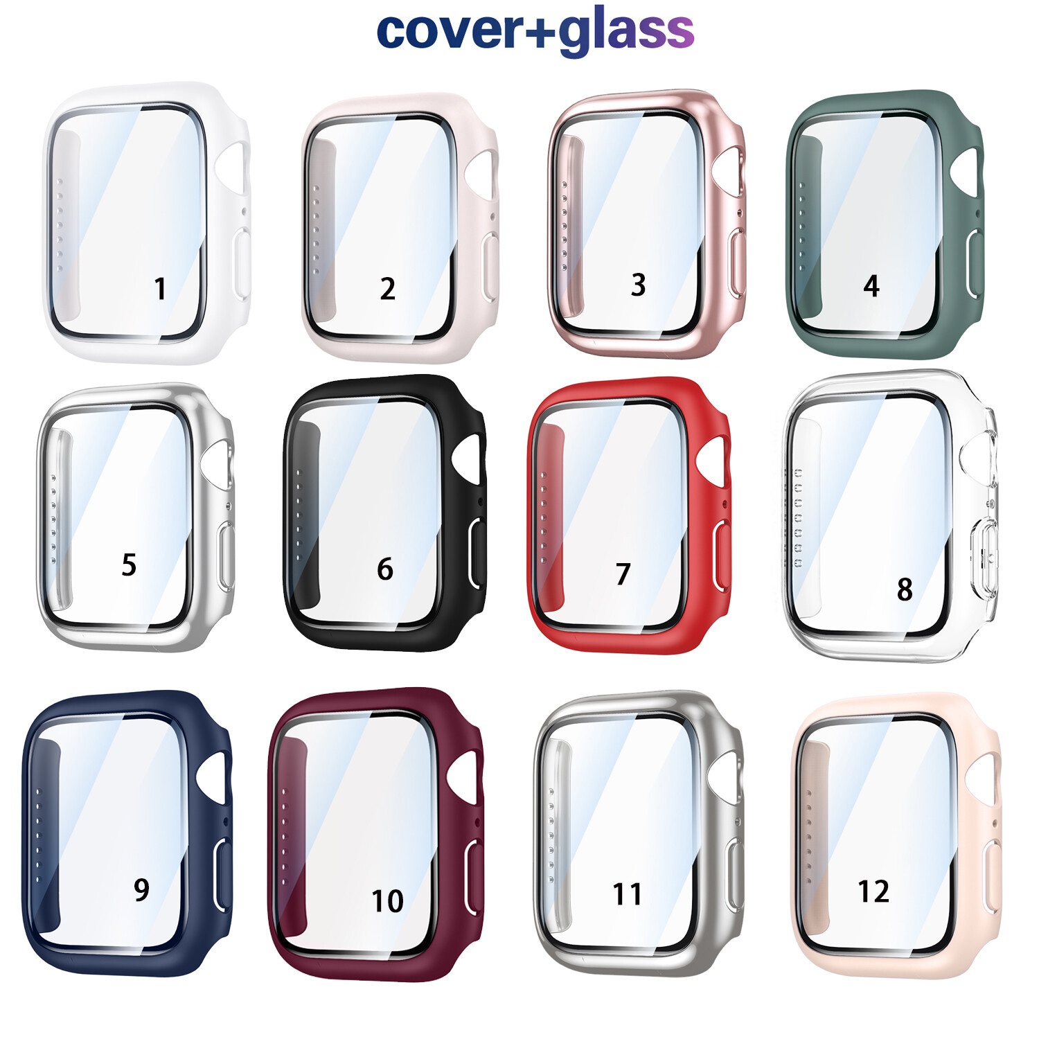 Ultra Thin Hard PC Case Tempered Glass Screen Protector Protective Cover Suitable For Apple Watch Series 9 8 7 6 SE 1 2 3 4 5 38mm 40mm 42mm 44mm 41mm 45mm Smartwatch Case Cover