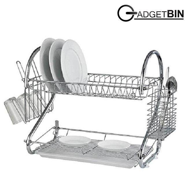 Multifunctional Stainless Steel 2 Tier Chrome Dish Drainer Lazada