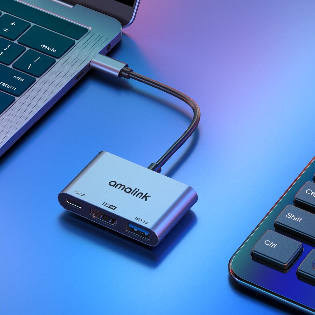 Amalink 9175d type-c / usb-c to hdmi + usb 3.0 + pd hub adapter