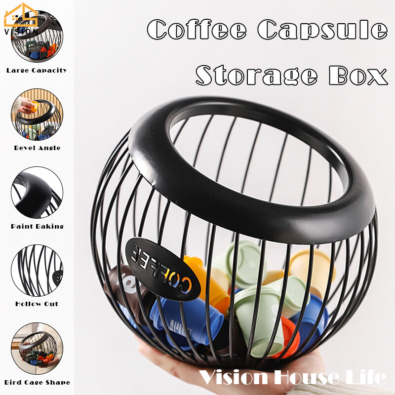 Vision Nordic Coffee Capsule Holder Large Capacity Nespresso Coffee Pod Organizer Metal K Cup Coffee Storage Basket