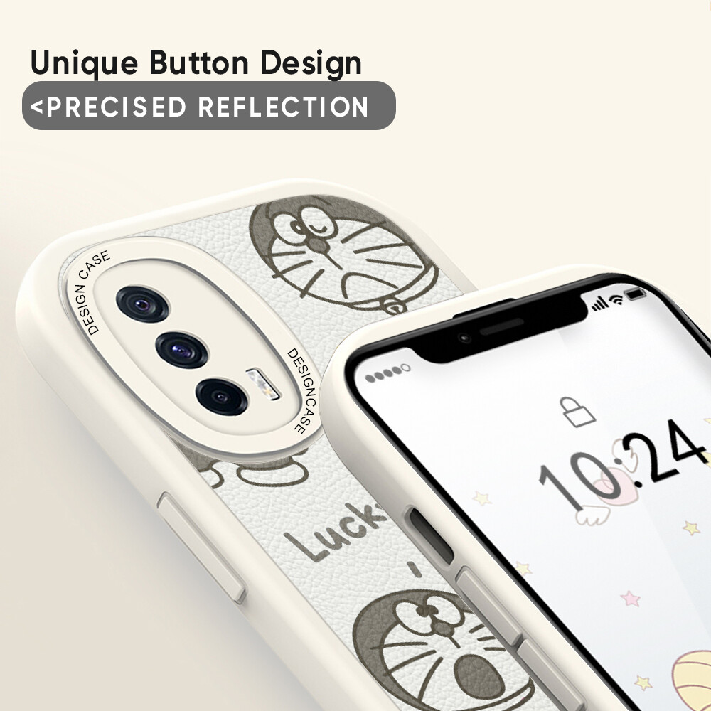 Jizetin Leather Casing For Xiaomi Redmi Note 11 Note 11 5G Note 11 Pro+ 5G Note 11S Note 11T Pro Note 11T Pro+ Handphone Casing Slim Skin Feeling Cartoon Doraemn Cat Leather Back Casing Soft Silicone PU Leather Cover Phone Case