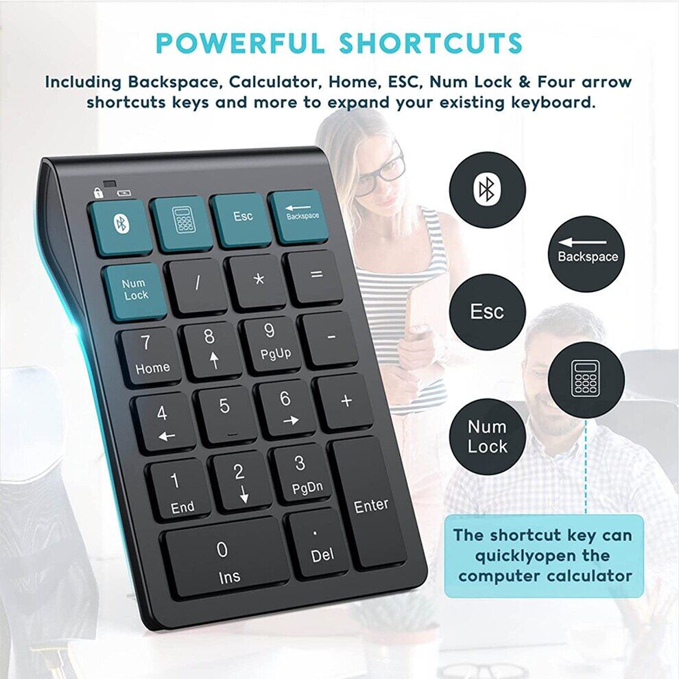 JOMAA Bàn Phím Số Bluetooth Bàn Phím Số Bluetooth Có Thể Sạc Lại Bàn Phím Số Không Dây 22 Phím Bàn Phím Số Ngoài Cho Mac Cho iPad Máy Tính Xách Tay Bàn Phím Kỹ Thuật Số