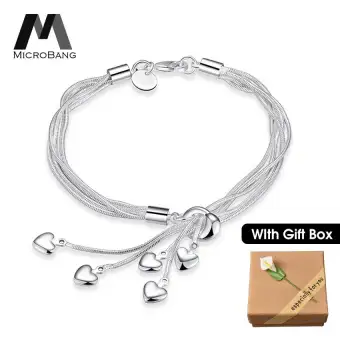 Microbang Women Bracelets Las Bracelet Jewelry 925 Silver Plated Fashion Adjule Tel Charm Bangle Heart With A Gift Box Microbang Women Bracelets Las Bracelet Jewelry 925 Silver Plated Fashion Adjule Tel Charm Bangle Heart With A Gift Box
