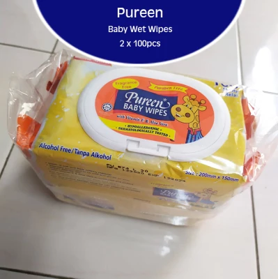 Pureen Baby Wet Tissue Baby Wipes Fragrance Free 100's x 2 (WT002)