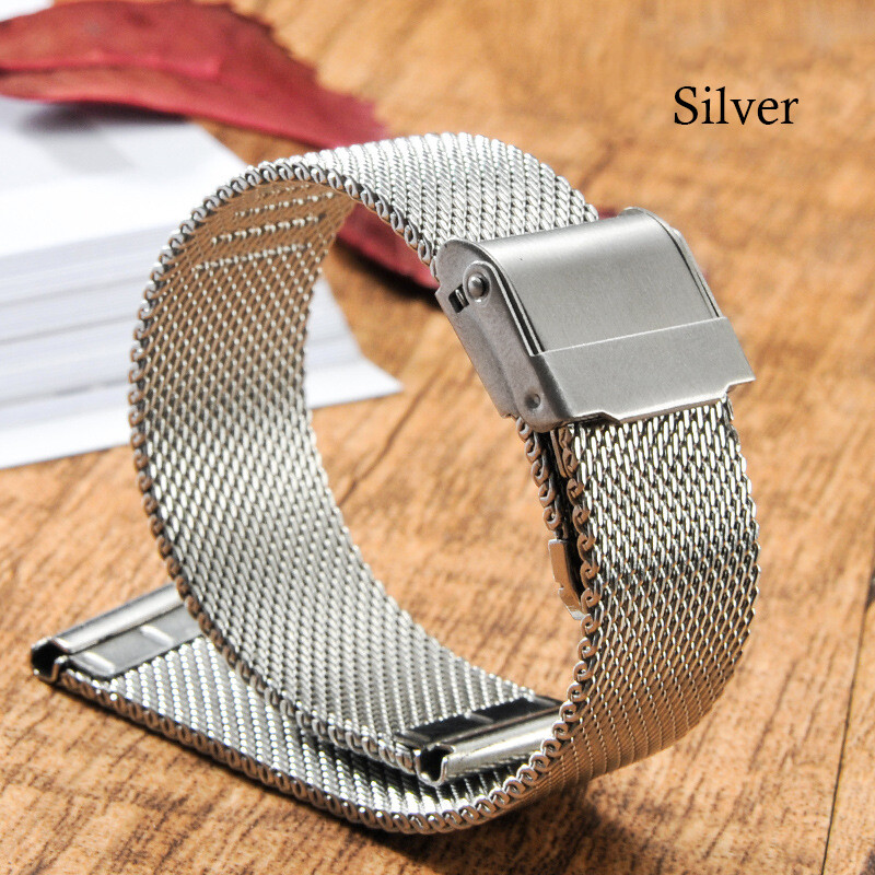 Milanese Loop Stainless Steel Mesh Watch Band  Double Buckle Watchband Metal Woven Watch Strap 12/13/14/16/17mm 18/19/20/22mm Accessories