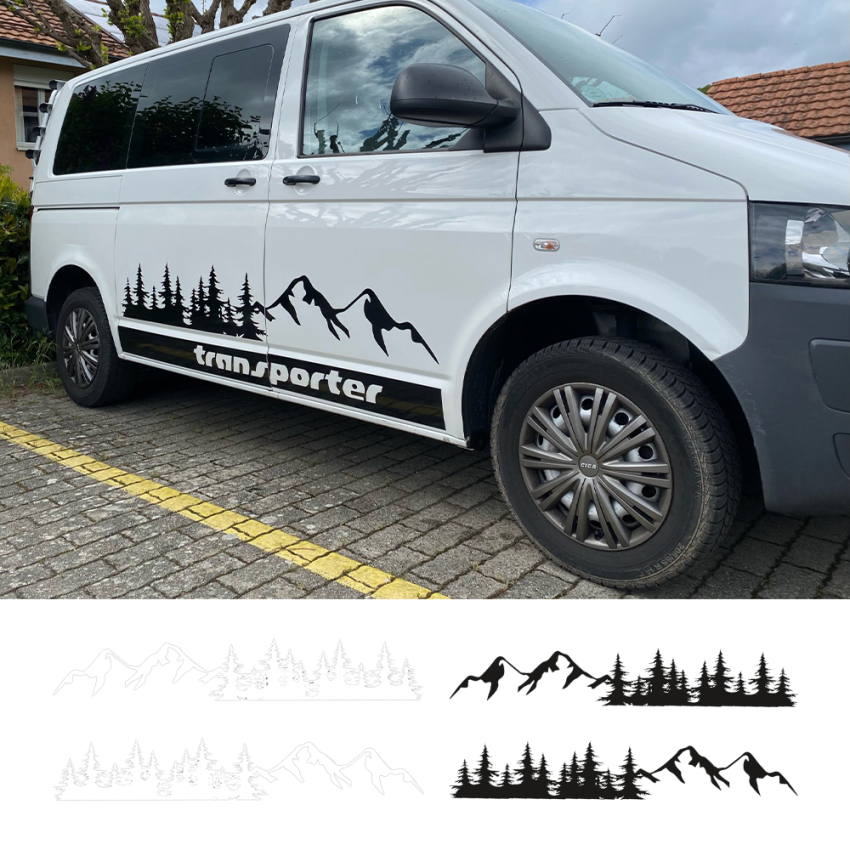 2 miếng dán cạnh cửa xe ô tô, đề can rừng núi phụ kiện cho volkswagen vw multivan transporter t5 t6 toyota elfa