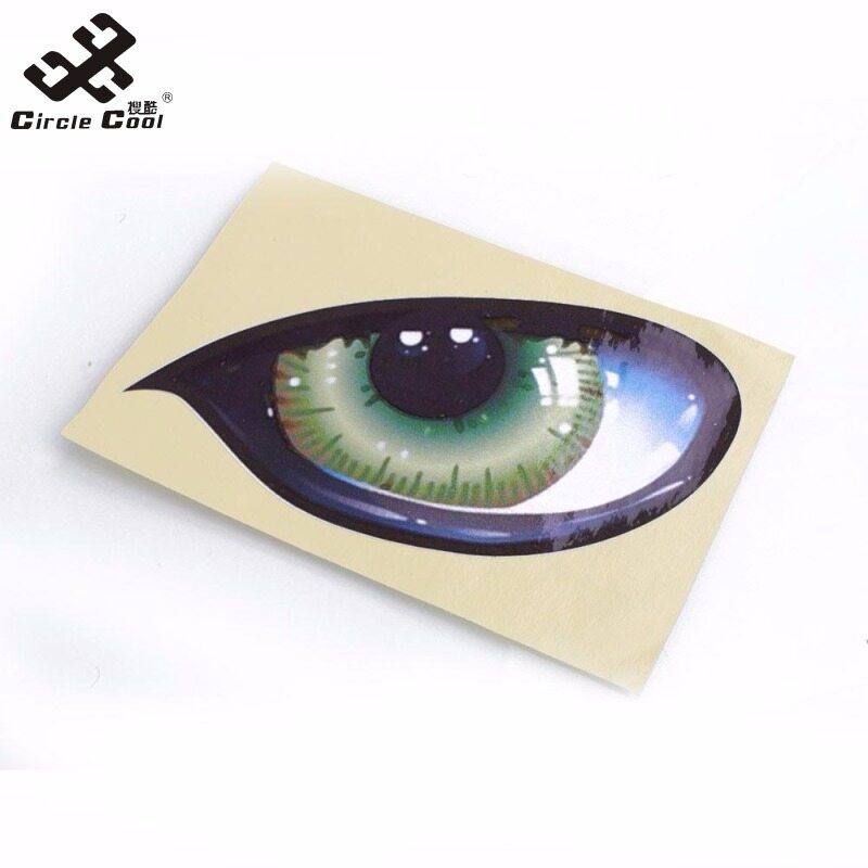 Circle Cool 2Pcs 3D Stereo Reflective Cat Eyes Car Sticker Creative Rearview Mirror Decal