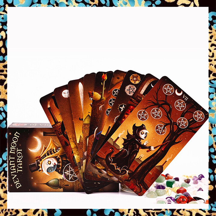 Deviant Moon Tarot Card Deck with Paper Guide Book | Standard Big Size 12x7cm | 78 Sheets Tarot Oracle Cards and Guidebook English Version