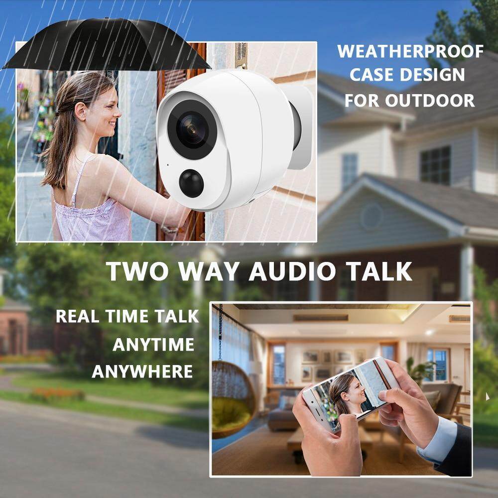 EVKVO - รวมแบตเตอรี่ Outdoor Mini Wifi Camera CCTV แบตเตอรี่ กล้อง IP กล้องวงจรปิด PIR HD 1080P เสียง IR Night Vision Alarm การเฝ้าระวังวิดีโอไร้สาย ICSEE XMeye