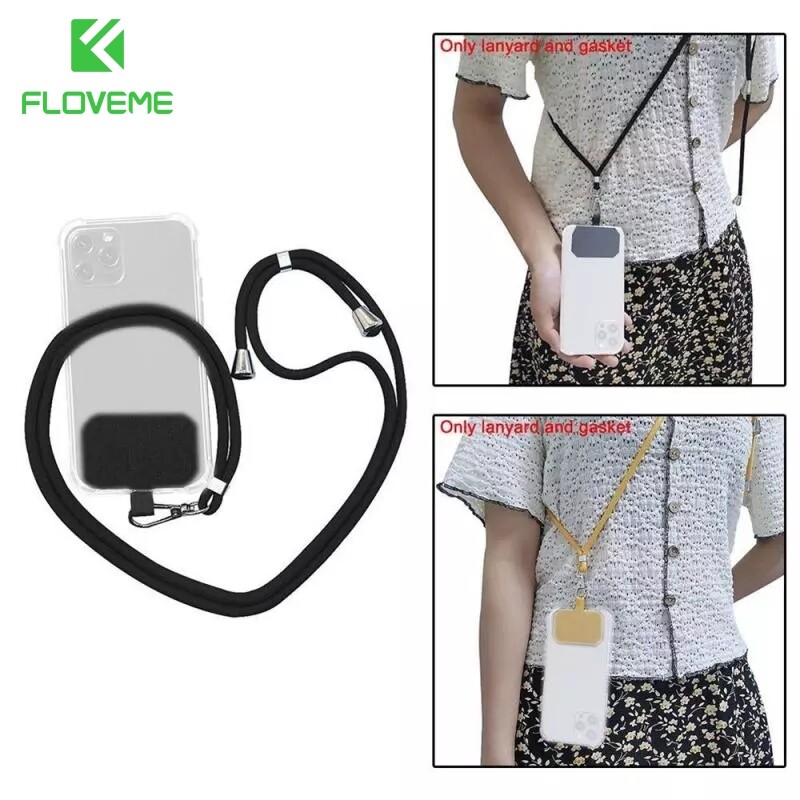 FLOVEME Universal Phone Lanyard Nylon Sports Strap Neck Rope Mobile Phone Strap Adjustable Anti-lost Lanyard Grip Neck Chain Accessories