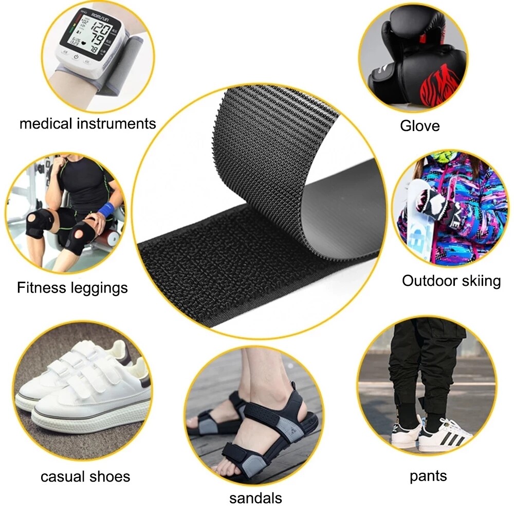 Set 2 cuộn băng gai dán màu đen và trắng nylon tự dính ma thuật có lớp keo dán Polocat-INTL
