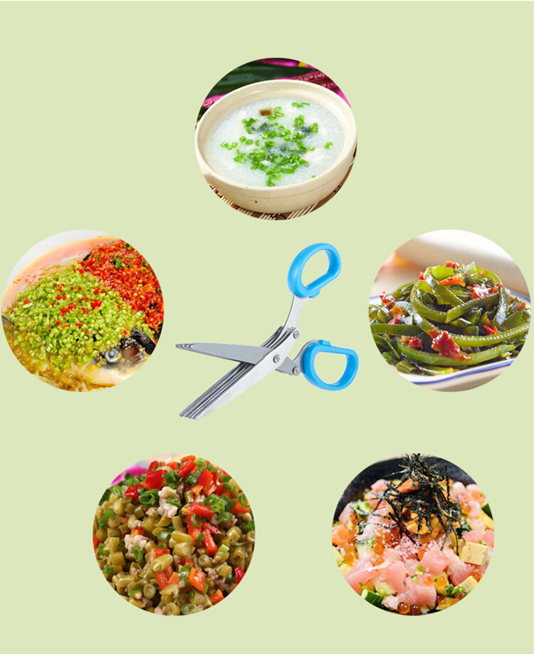 KS Kéo Cắt Hành Lá Năm Lớp Kéo Cắt Hành Lá Gia Dụng Năm Lớp Đa Năng Kéo Cắt Giấy Nhà Bếp Bằng Thép Không Gỉ
