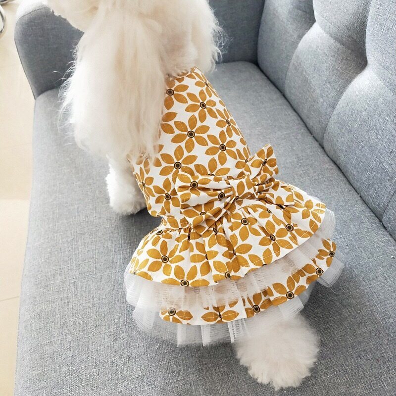 DY Yêu Mùa Hè Thoáng Khí Hoa Bông Nơ Công Chúa Tutu Cho Chó Nhỏ