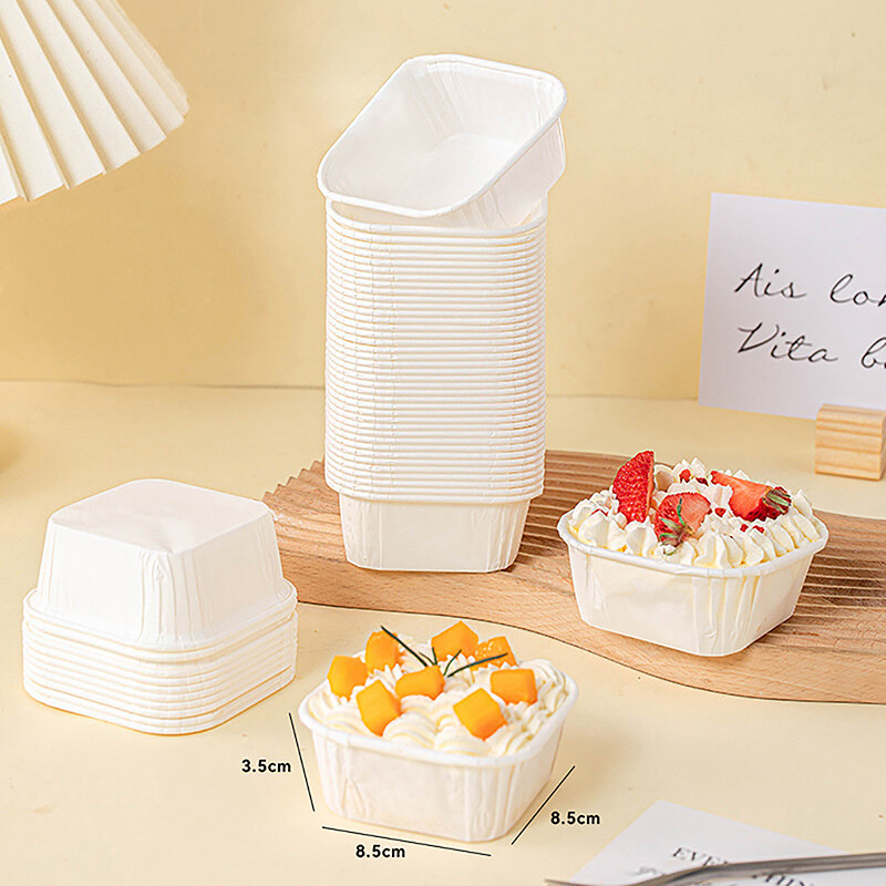 Rayua 50Pcs Set Cake Mold Square Shape Bread Pan Cake Mold Muffin Cupcake Paper Cups Cupcake Liner Baking Muffin Cakecup