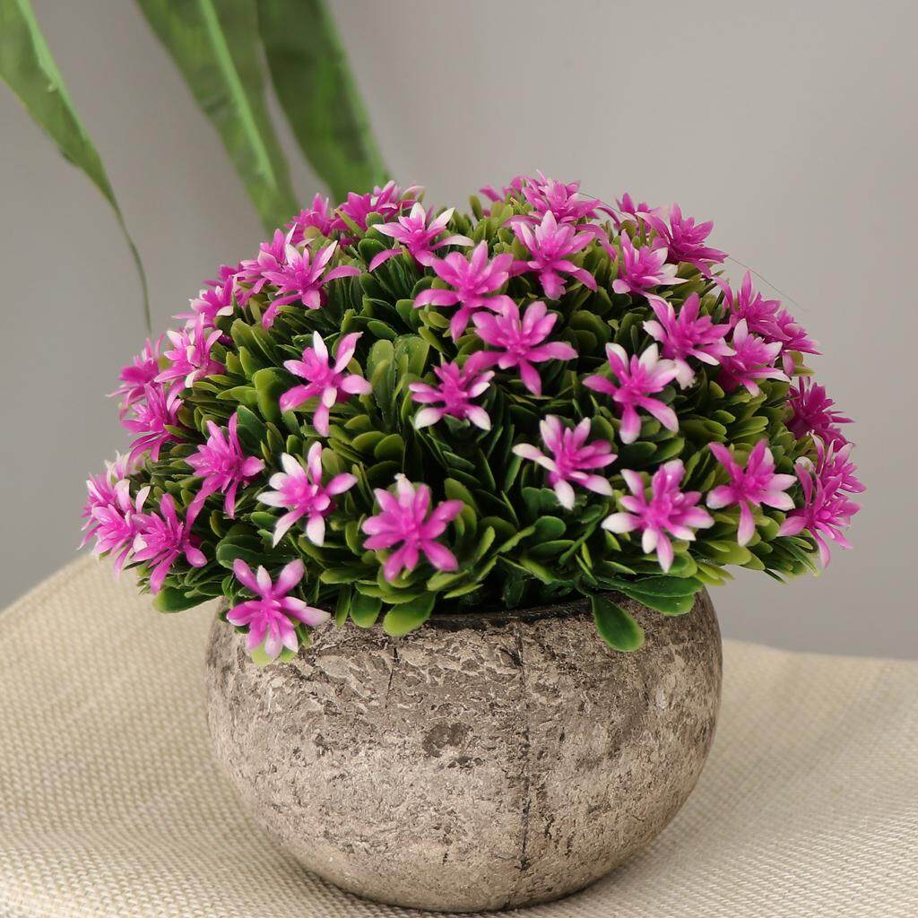 Perfk Colorful Artificial Mini Potted Plants Fake Gypsophila Grass