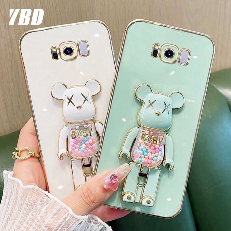 YBD 3D Candy Bear Bracket Phone Case For Samsung Galaxy S8 Plus S8+ S9 Plus S9+ S10 Plus S10+ High End Soft Silicone Material(Bracket Can Rotate)