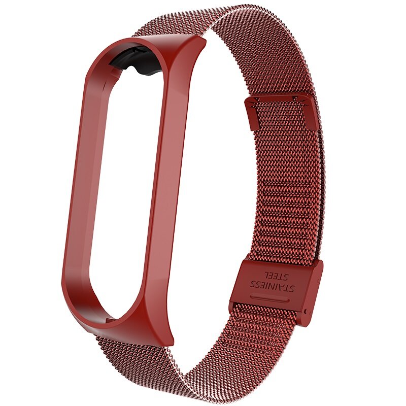 BassPal Metal Milanese Buckle Strap For Xiaomi Band 3 4 5 6 7 wristband Metal Milanese for Miband3 Miband4 Miband5 Miband6 Miband7 Bracelet Stainless Steel Buckle WristBand