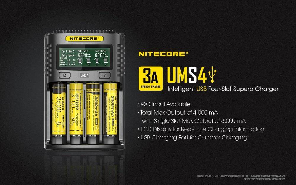 NITECORE UMS4 UMS2 Intelligent QC Fast Charging 4A Large Current Multi - Compatible USB Charger