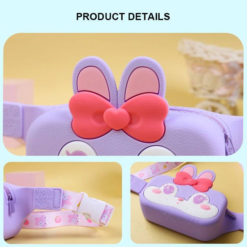 IP Cute Rabbit silicone chest pack cartoon student diagonal span pack Strawberry Bear children's pack