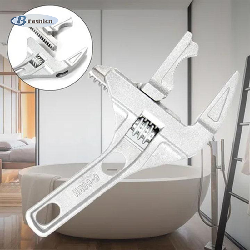 B-F Multi-Function Plumber Wrench Repair Tool Adjustable Wrench Short Shank Large Opening Bathroom Spanner Wrench