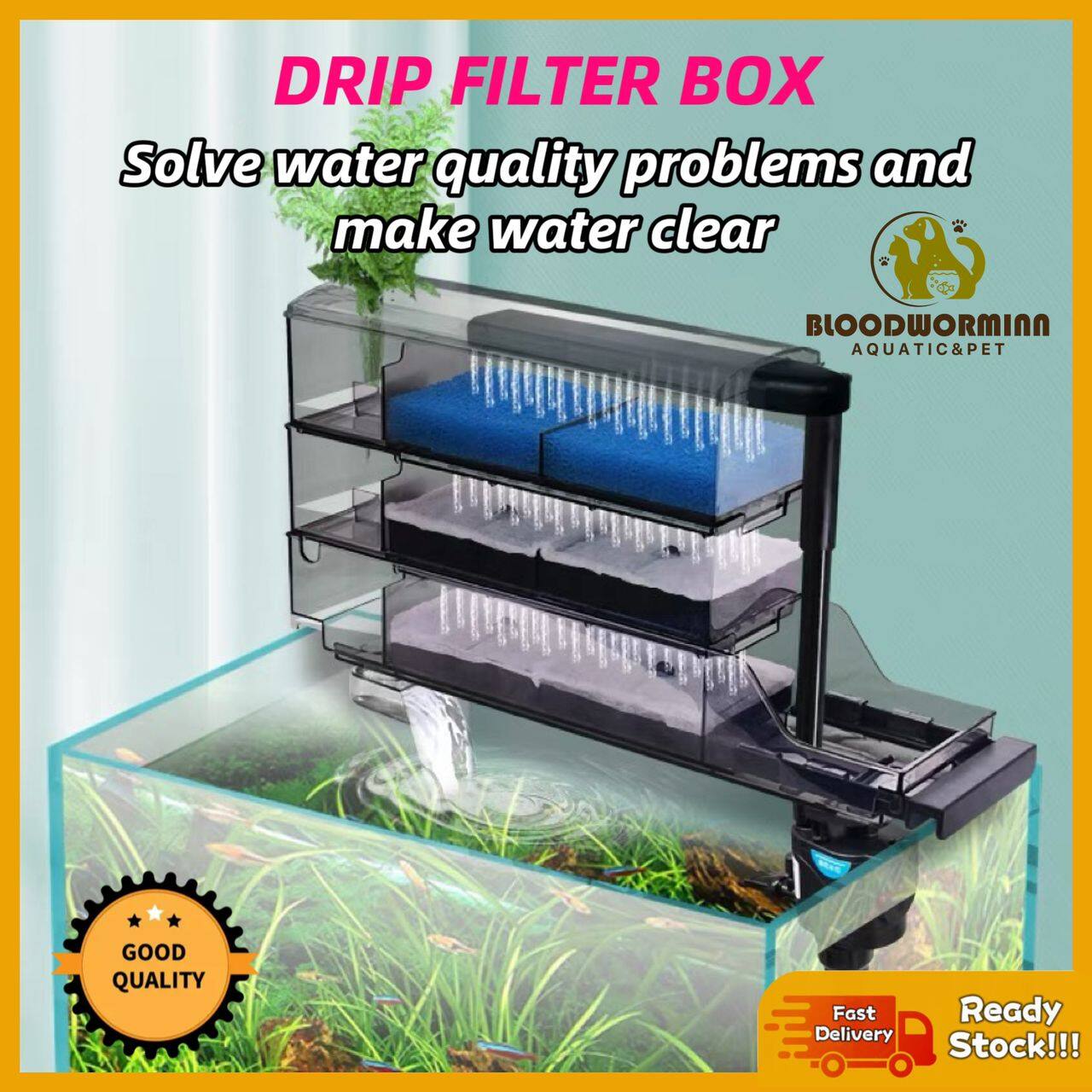 Jeneca 3 stage Aquarium Top Filter/Drip Box Trickle Box Water Pump With  Oxygen For Any Fish Tank(READY STOCK) | Lazada