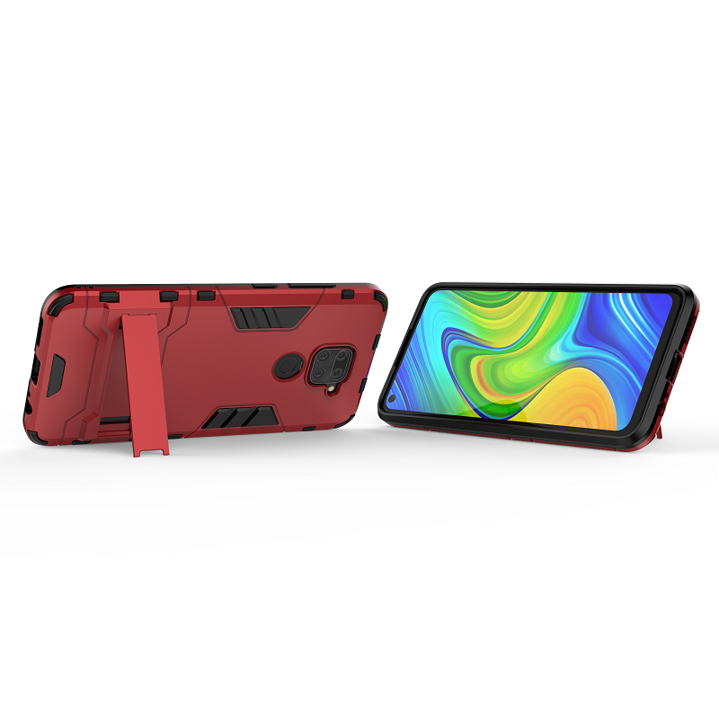 YUNYEE For Redmi Note 9 Pro Max Redmi Note 9S Redmi Note 8 Pro Redmi Note 7 Pro Redmi Note 6 Pro Redmi Note 5 Pro Redmi Note 5A Redmi Note 4 Pro Redmi Note 4X Case, Luxury Iron Man Stand Cover Hard Armor and Soft Silicone TPU Frame Phone Casing