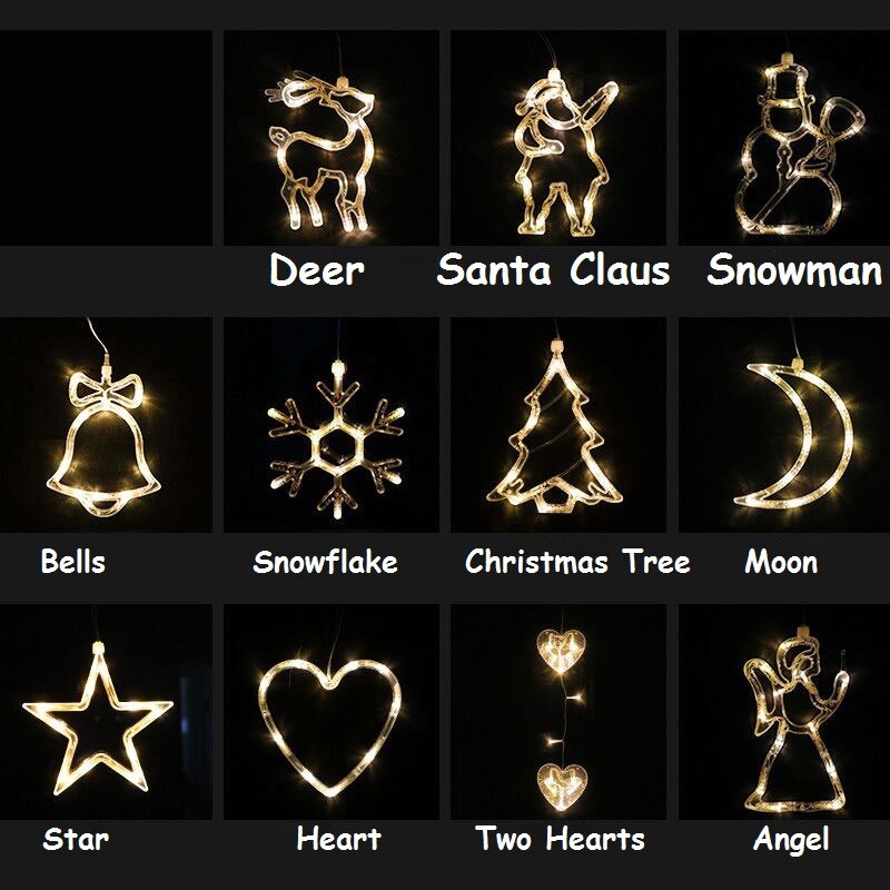 【Lightingeverthing】Christmas Led String Ánh Sáng, Đèn Chùm Cốc Hút Cửa Sổ Chạy Bằng Pin, Đèn Trang Trí Tiệc Giáng Sinh Sáng Tạo Chuỗi Cảnh Đèn Bố Trí