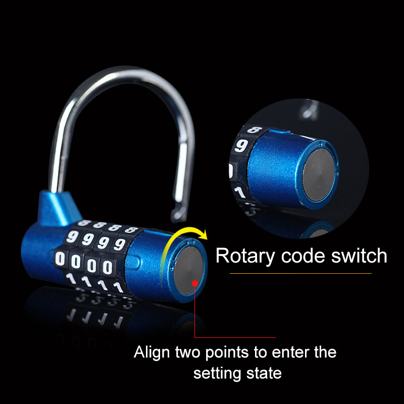 Multifunctional Combination 4 Digit Security Padlock Gym Locker Drawer Luggage Cabinet Code Clock Door Padlock Suitcase Baggage Locks(RANDOM COLOR)