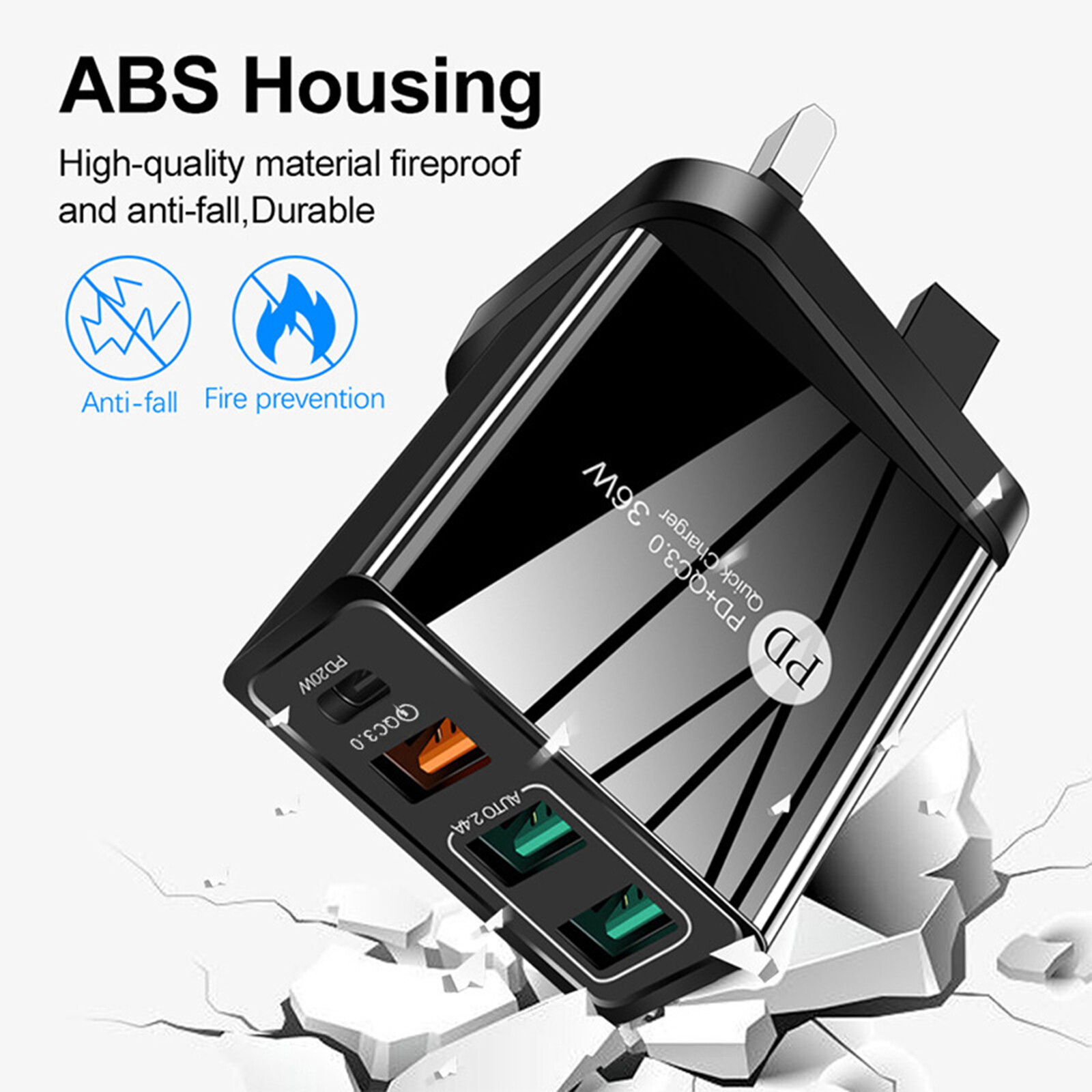 4 Port High Speed Socket UK Type Charger