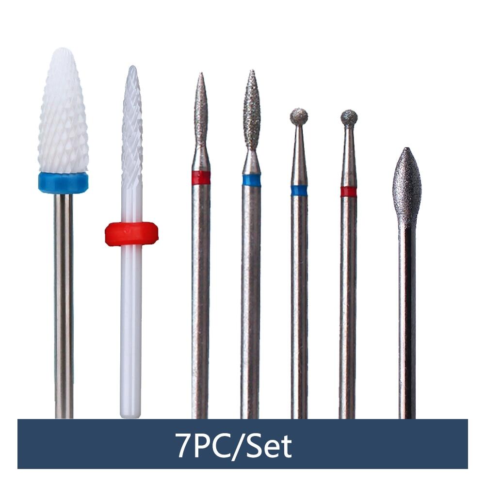 7 Chiếc Mũi Khoan Móng Tay Bằng Gốm Bộ Dao Cắt Kim Cương Bộ Dao Phay Để Làm Móng Mũi Khoan Cắt Ngọn Lửa Cho Móng Phụ Kiện