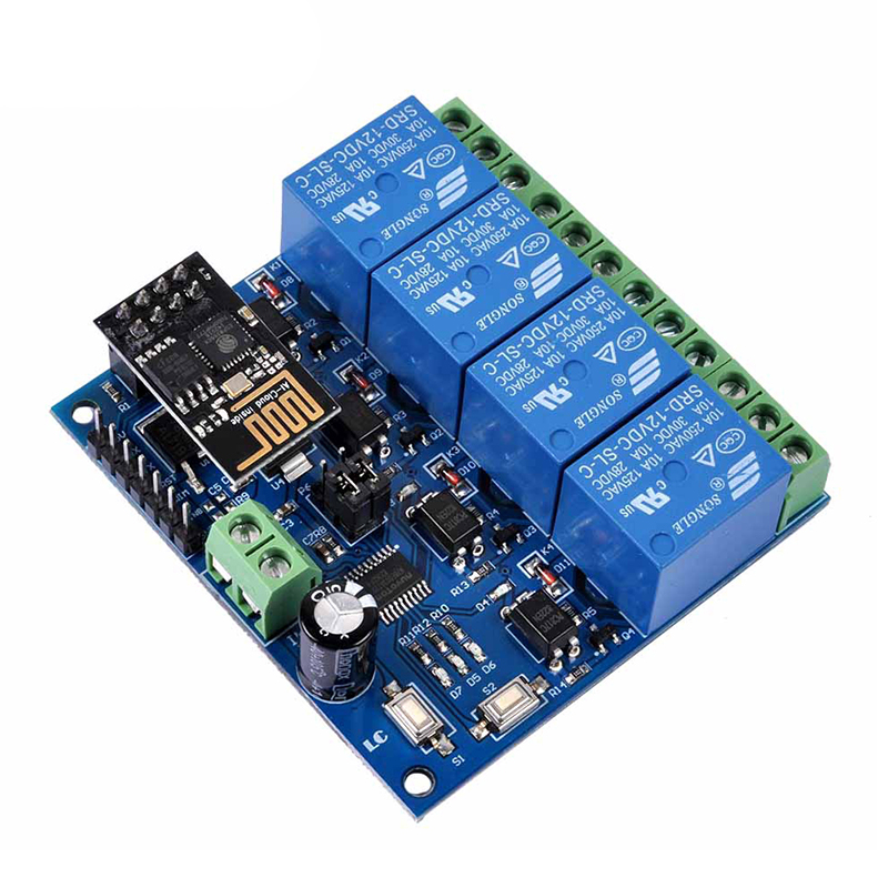 ESP8266 ESP-01 WIFI Module for Smart Home IoT Smart Furniture Application Controller 4 Channel WIFI Relay DC 12V