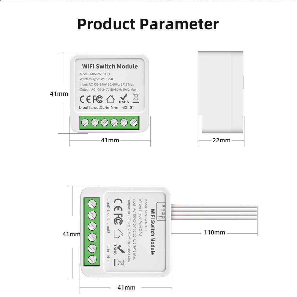 E Life Smart Store Tuya Wifi Smart Light Switch Module Supports 2 Way Control App Remote Control DIY Breaker 100-240V 2/3/4 Gang Tuya Smart WiFi Light Switch Mini Smart Circuit Breaker Smart Life Control Works For Alexa Google Home