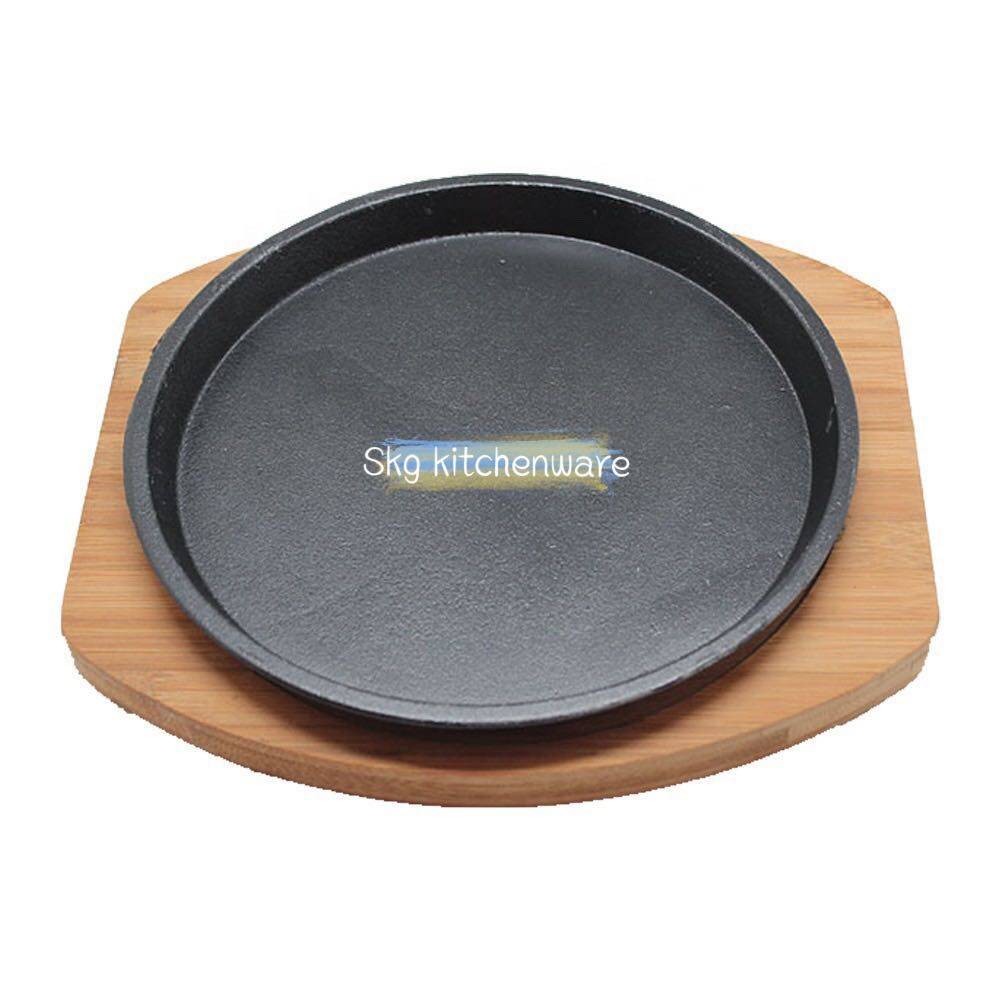 30cm Round Sizzling Cast Iron Hot Plate With Wooden Board圓形鐵板燒 Lazada