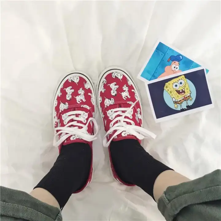 Oxford Kanvas Sepatu Flat Wanita 2019 Graffiti Sepatu Anak Kartun