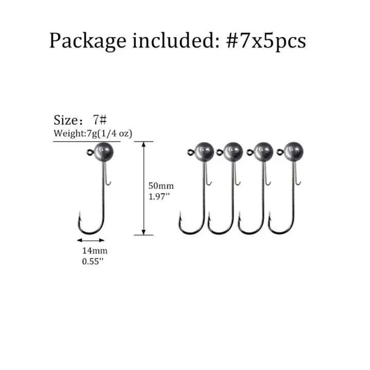 Thkfish 5pcs Lot Lead Jig Head Barbed Fishing Hooks Round Ball Jig Head Hook Lazada Singapore