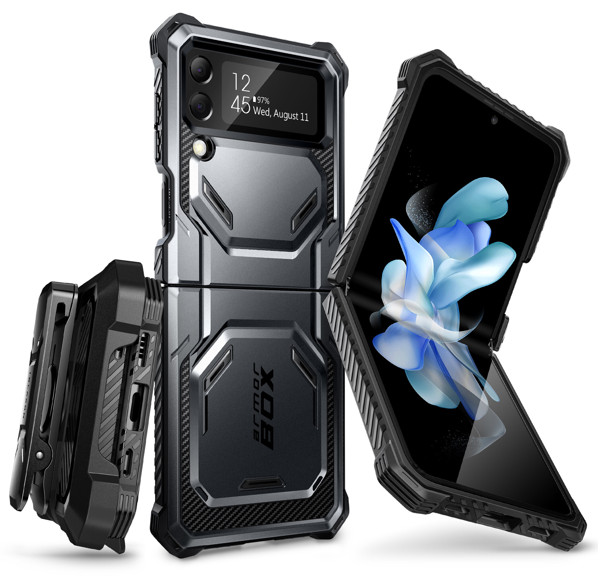 I-Blason Armorbox Series Case for Samsung Galaxy Z Flip 4 5G Full-Body Rugged Holster Case with Shock Reduction/Bumper