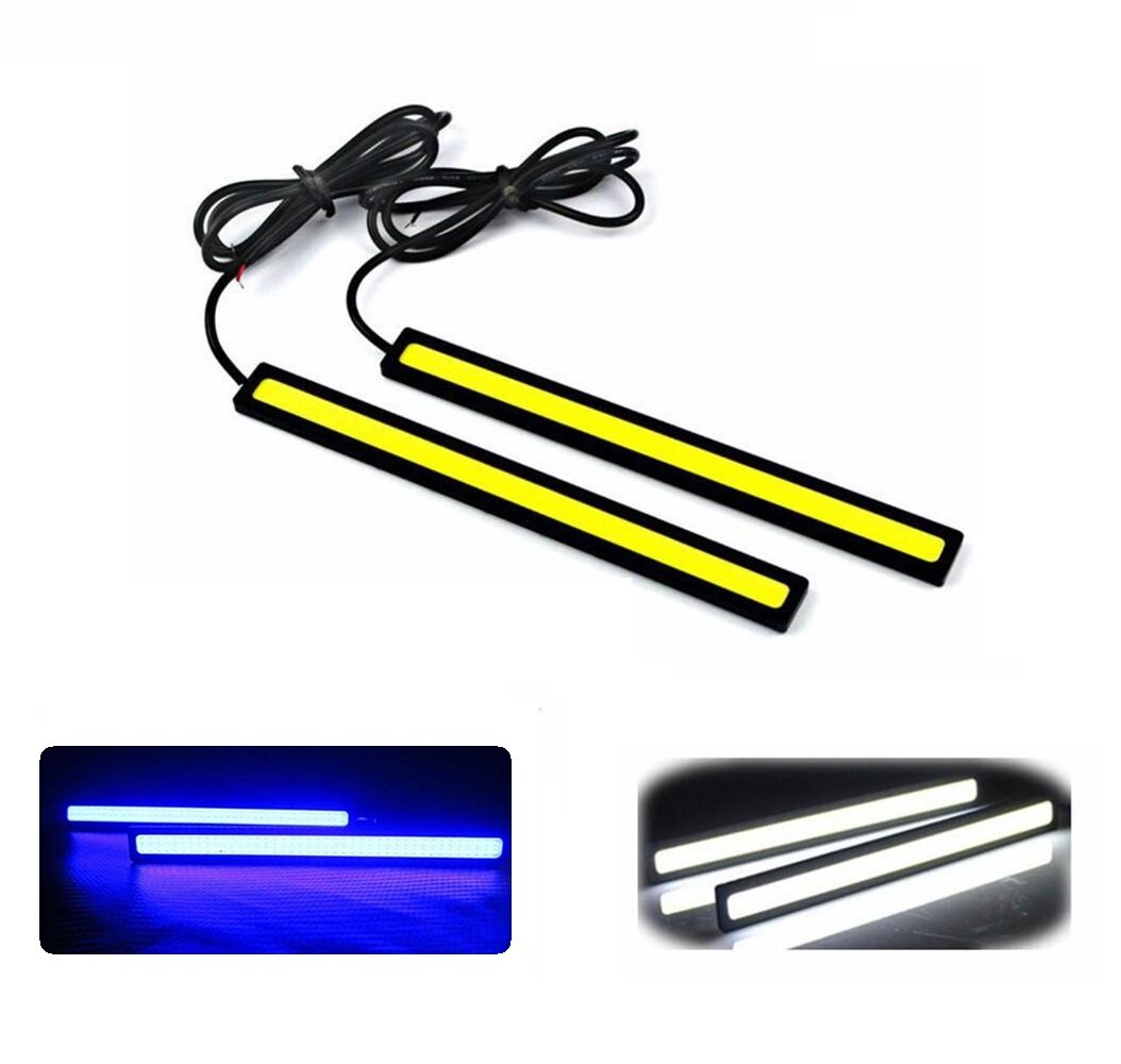 [BHKASDI] 2 Pcs Car Daytime Running Light COB LED DRL Auto Driving Strip Foglight Tail Lamp 12V 5W 17CM White Blue