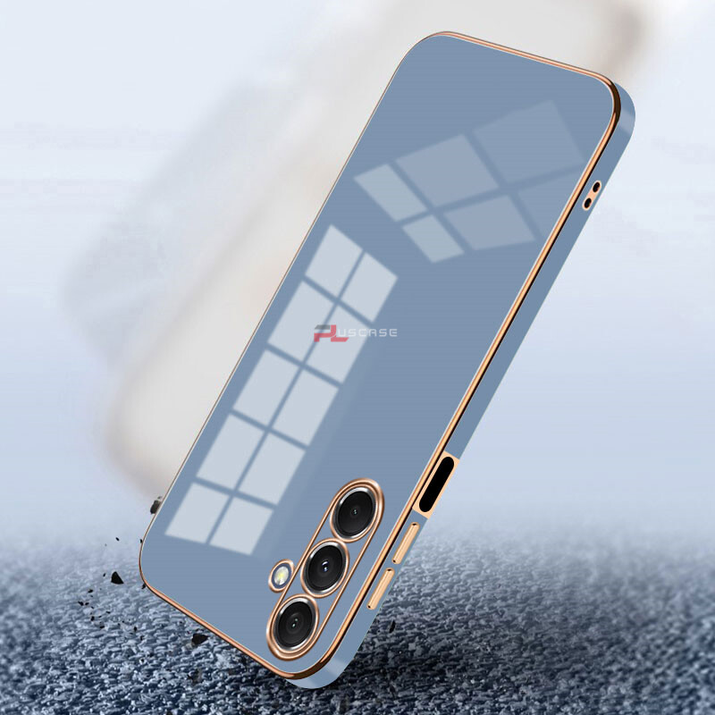 PlusCase for Samsung Galaxy M34 5G 6D Plating Soft Case Lens Protector Square Frame Silicone Glossy Shockproof Phone Back Cover
