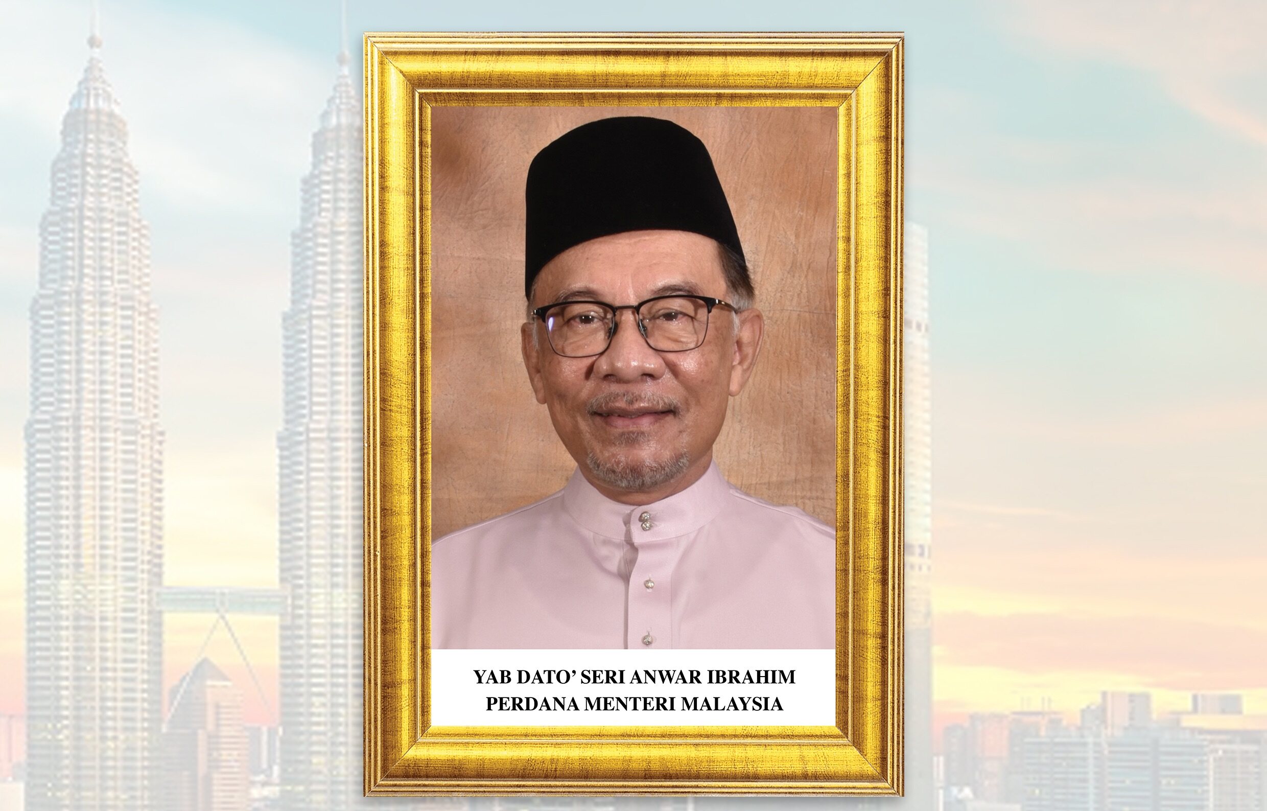 Perdana Menteri Malaysia Yab Dato Seri Anwar Ibrahim Portrait Frame Effect Custom Design Uv