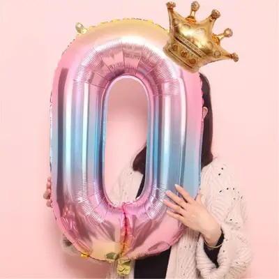 ❤ Crown Number Foil Balloons Number Ballon Happy Birthday Party Decoration 32 Inch