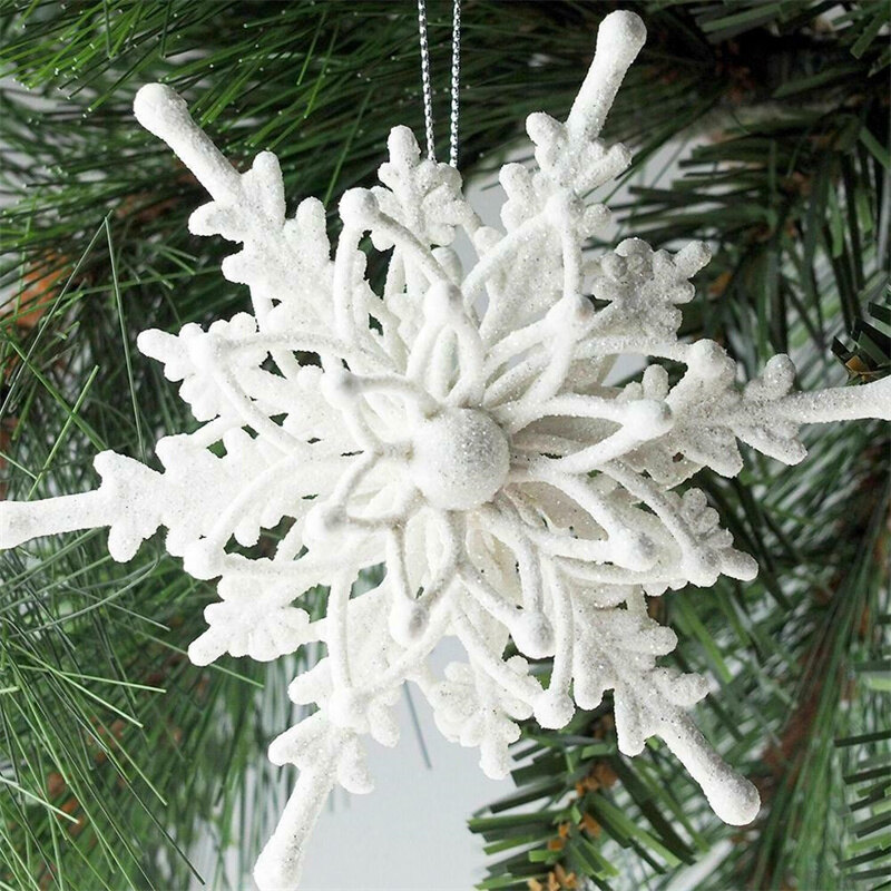 12cm 3D Ice White Snowflake Hanging Ornaments Christmas Tree Decoration